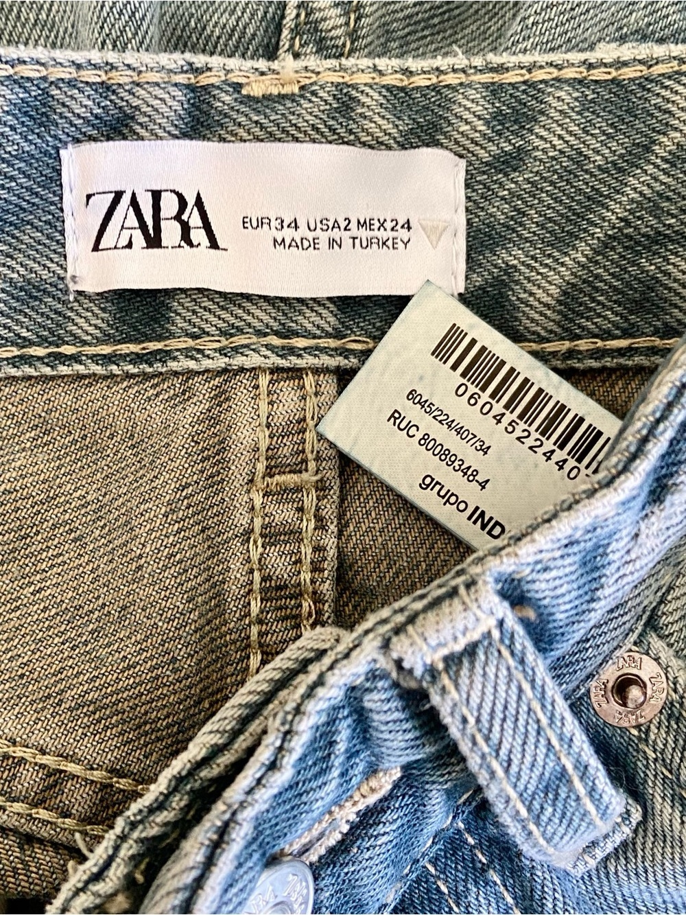 ZARA „Wide Leg“ Straight Leg High Waist Light Denim Jeans - Picture 5 of 7